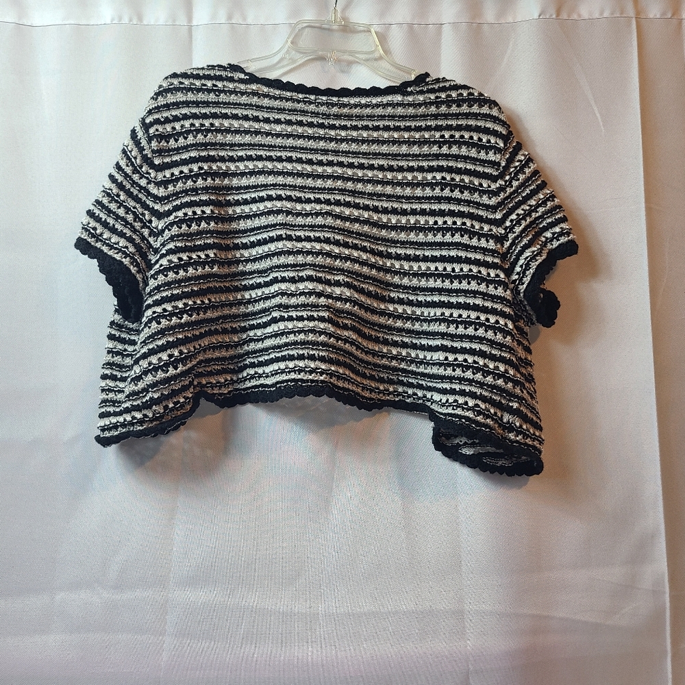 Liz Claibourne Knit Short Sleeve Cardigan Bolero Black and White Women's 2xl - Picture 2 of 3